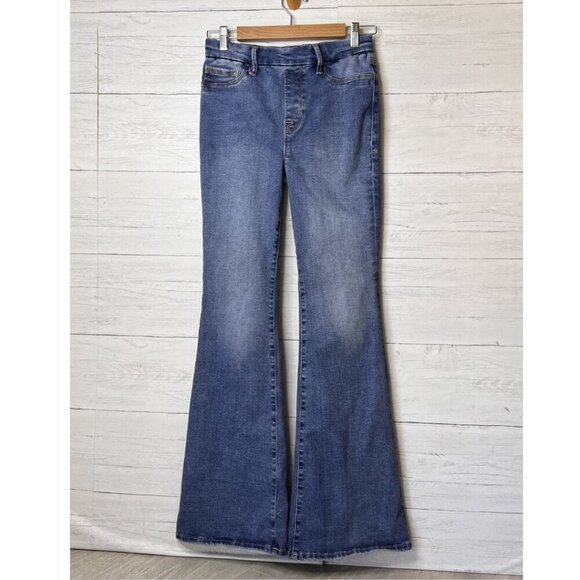 Good American Jeans Womens Size S Power Stretch Pull-On Flare High Rise Comfort - Picture 1 of 16